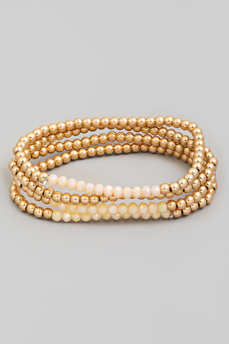 Layered Metallic Beaded Bracelet Set