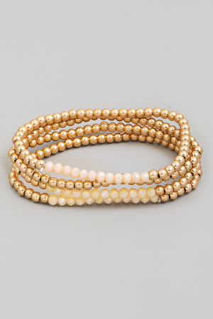 Layered Metallic Beaded Bracelet Set