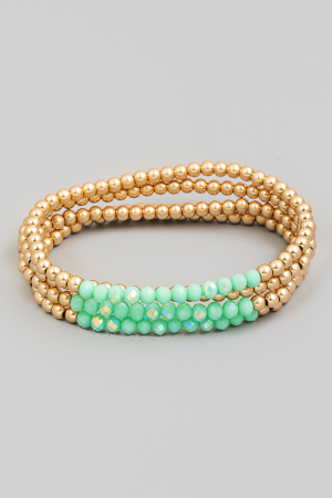 Layered Metallic Beaded Bracelet Set