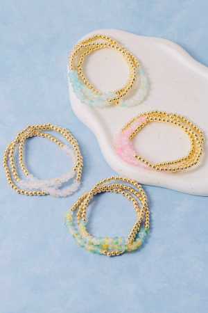 Assorted Crystal Beaded Stretch Bracelet Set