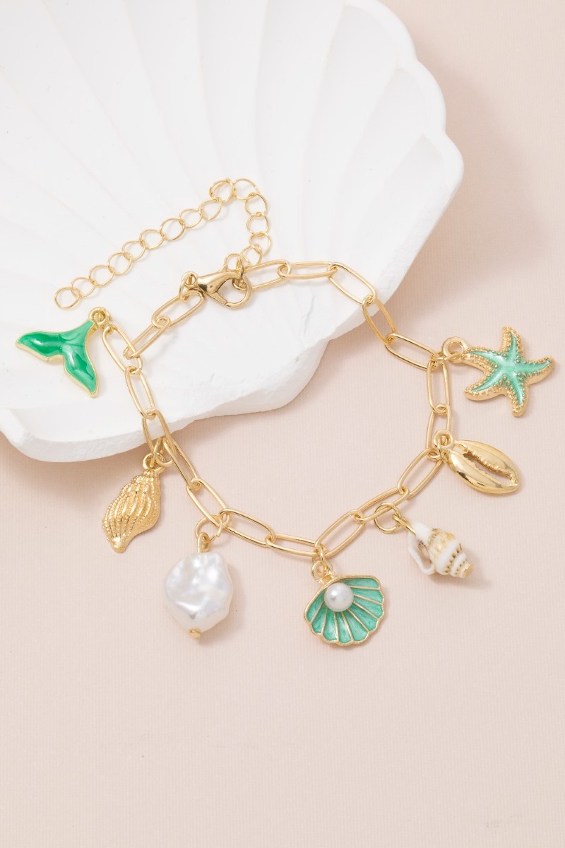 Mixed Sea Life Charms Chain Bracelet
