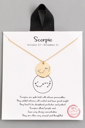 Gold Dipped Scorpio Zodiac Coin Necklace