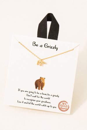 Gold Dipped Bear Pendant Necklace