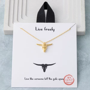 Live Freely Longhorn Skull Pendant Necklace