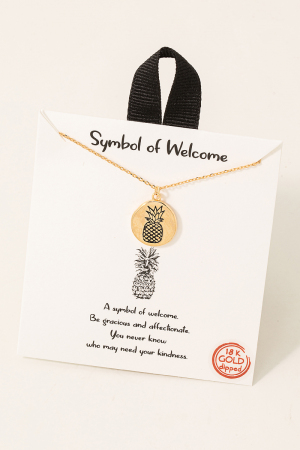 Gold Dipped Pineapple Coin Pendant Necklace