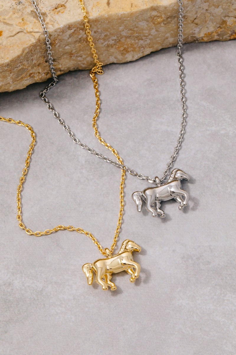 Gold Dipped Horse Pendant Necklace