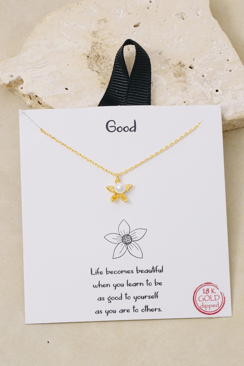 Gold Dipped Flower Pendant Necklace