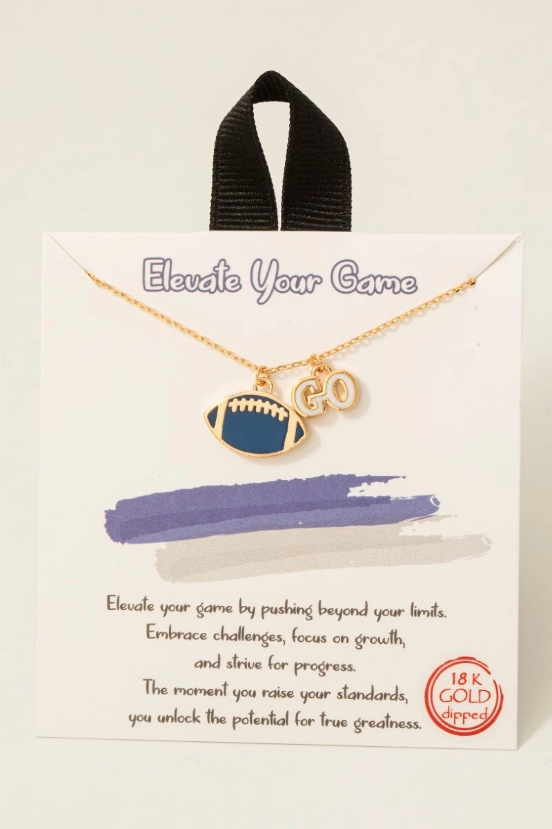 Game Day Gold Dipped Enamel Go Football Pendant Necklace