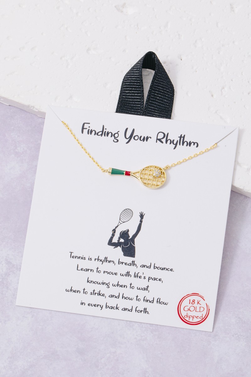 Gold Dipped Cz Enamel Tennis Pendant Necklace