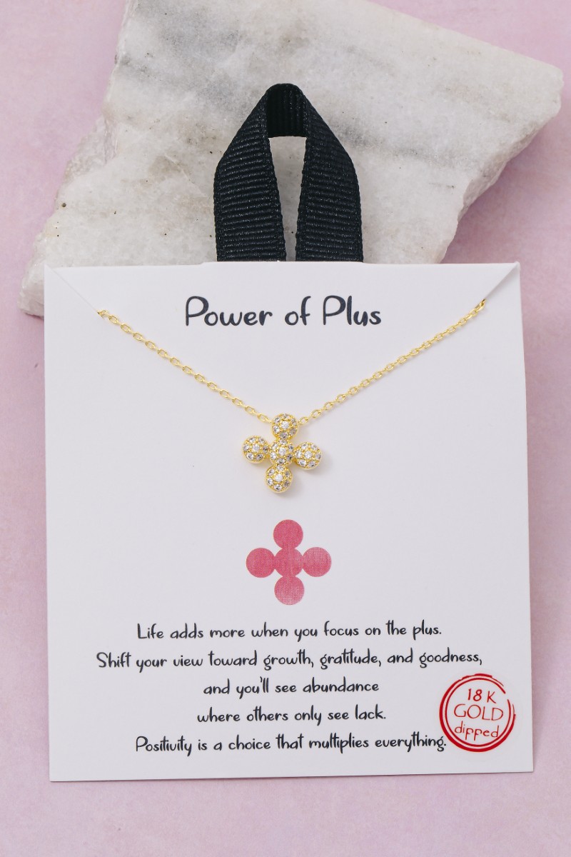 Gold Dipped Cz Pave Clover Pendant Necklace