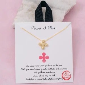 Gold Dipped Cz Pave Clover Pendant Necklace