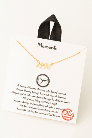 Year 1992 Print Charm Necklace