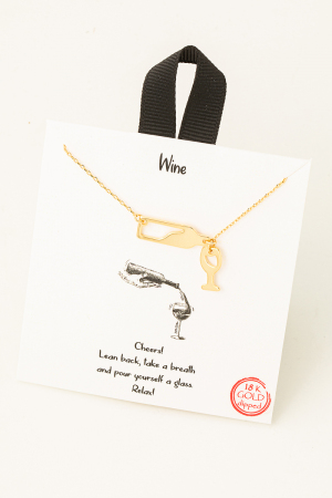 Gold Dipped Wine Bottle Charm Necklace