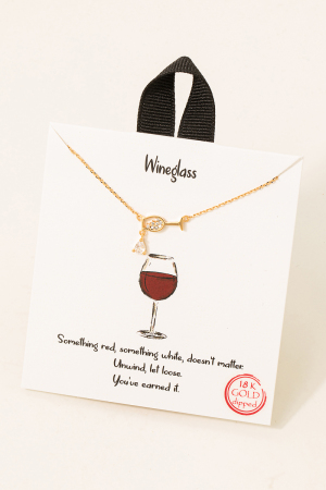 Pave Wine Glass Charm Necklace