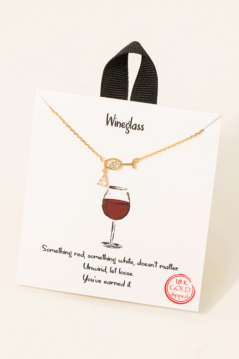 Pave Wine Glass Charm Necklace