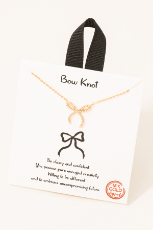 Gold Dipped Bow Knot Charm Necklace