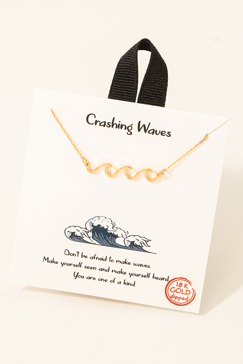 Gold Dipped Crashing Waves Pendant Necklace