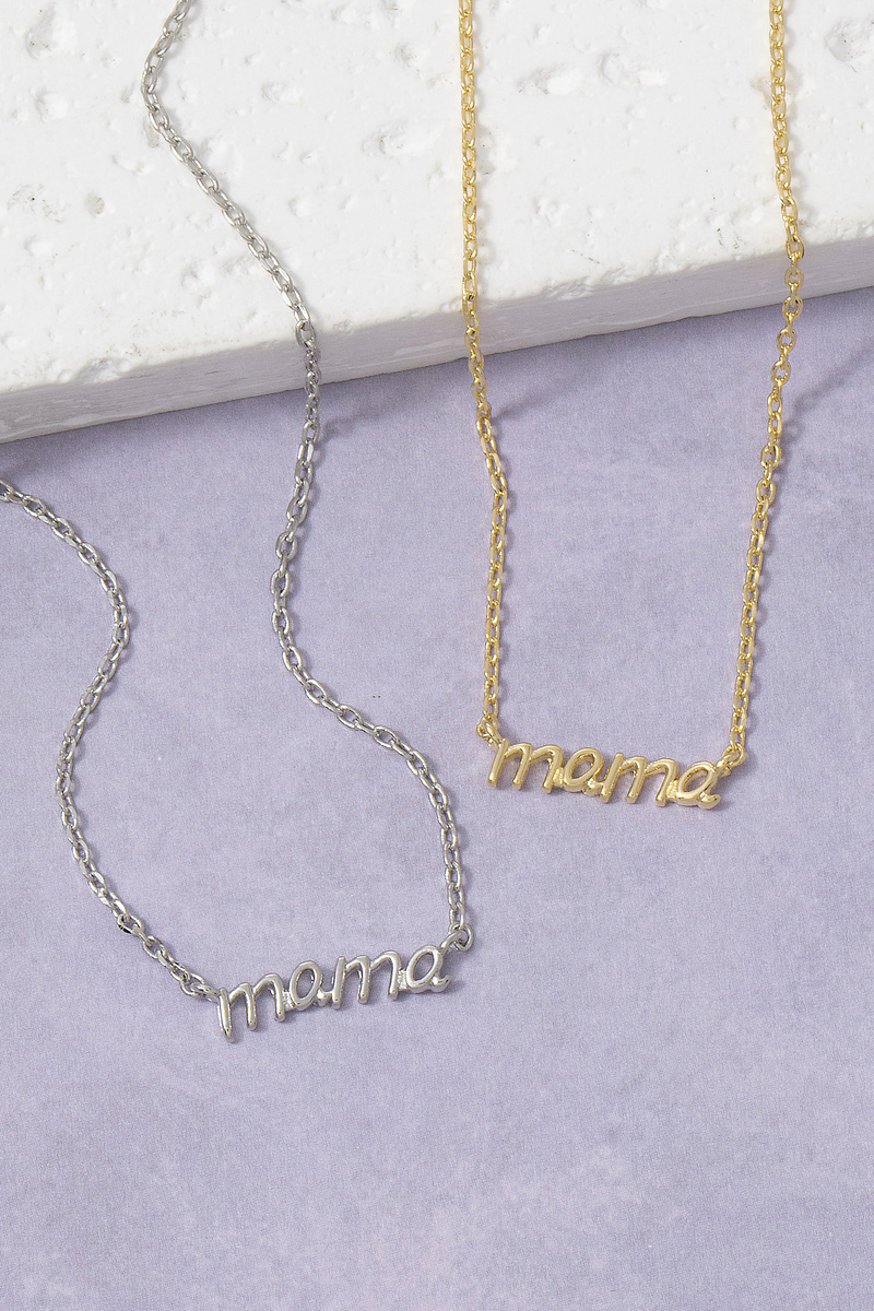 18K Gold Dipped Mama Script Pendant Necklace