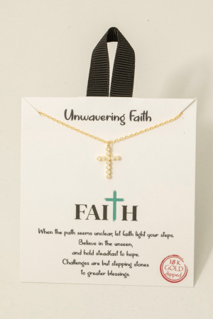 Gold Dipped Cz Pave Dainty Cross Pendant Necklace