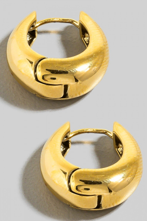 Pvd Gold Plated Oval Hinge Hoop Earrings