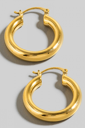 Pvd Gold Plated Tube Hoop Earrings