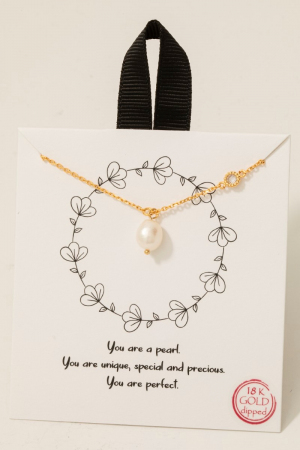 Gold Dipped Pearl And Gem Charm Chain Necklace