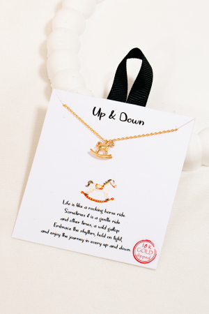 Gold Dipped Rocking Horse Pendant Necklace