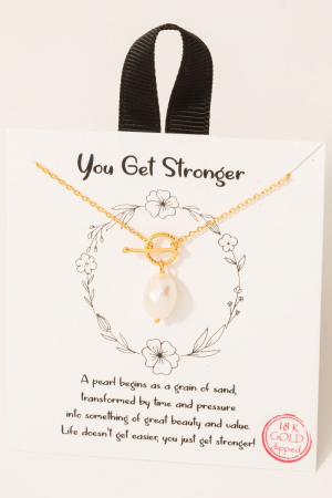 Gold Dipped Pearl Charm Toggle Chain Necklace