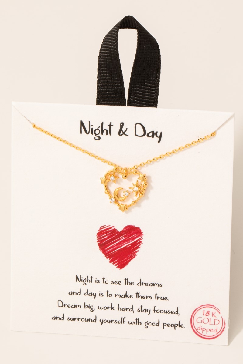 Gold Dipped Intricate Cz Heart Pendant Necklace