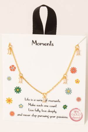 Gold Dipped Mini Cz Baguette Charms Chain Necklace