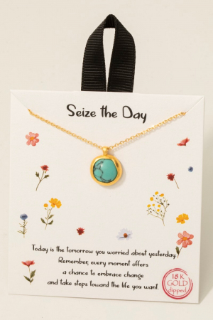 Gold Dipped Stone Disc Pendant Necklace