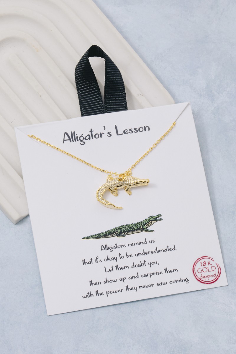 Gold Dipped Alligator Pendant Necklace