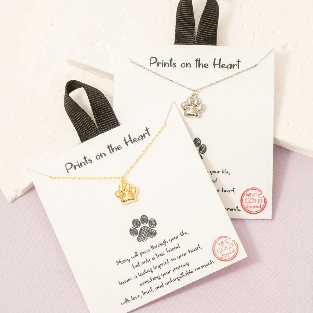Gold Dipped Paw Pendant Necklace