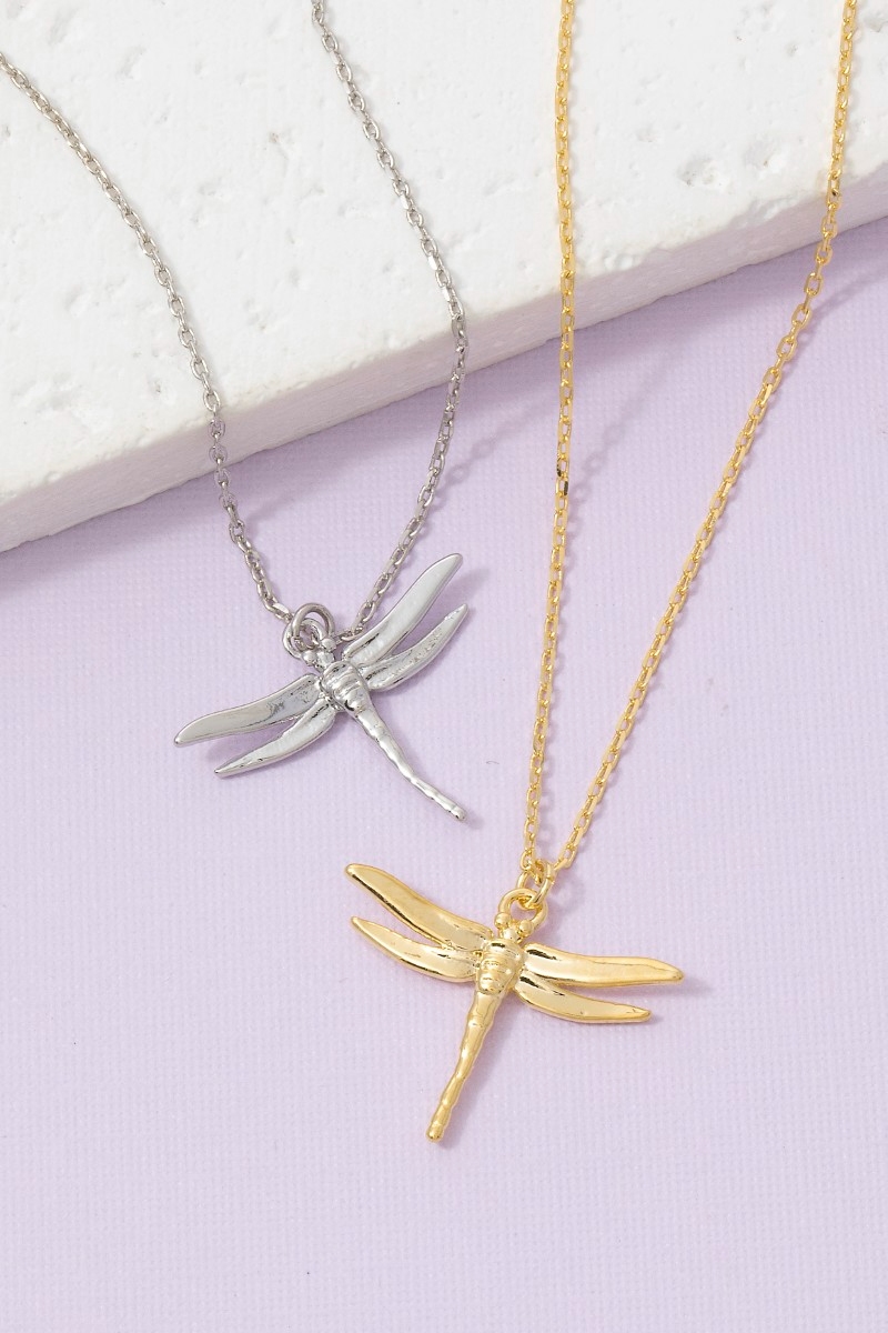 18K Gold Dipped Dragonfly Pendant Necklace