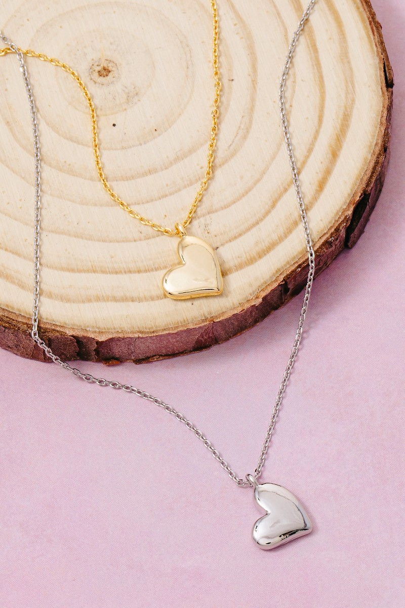Gold Dipped Valentines Heart Pendant Necklace