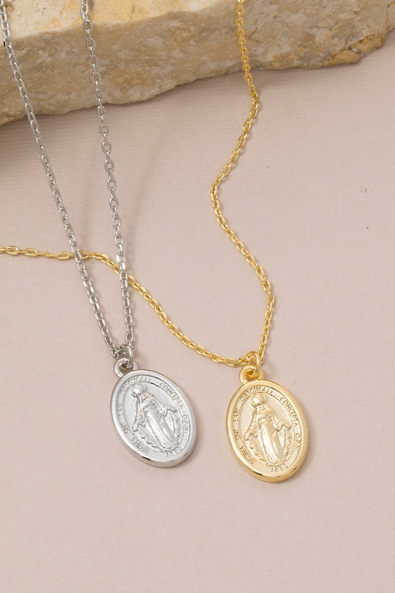 Gold Dipped Sainty Mary Pendant Necklace
