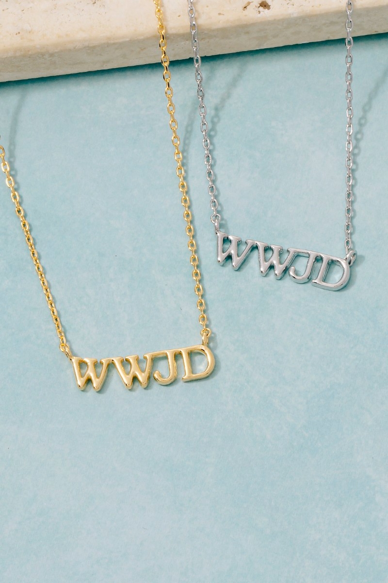 Gold Dipped Wwjd Print Pendant Necklace
