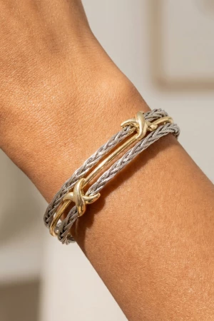 Triple Row Cable X Station Cuff Bracelet