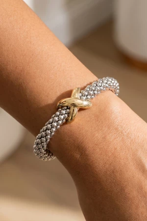 Beaded Popcorn X Station Cuff Bracelet