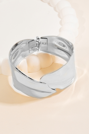 Warped Metallic Hinge Cuff Bracelet