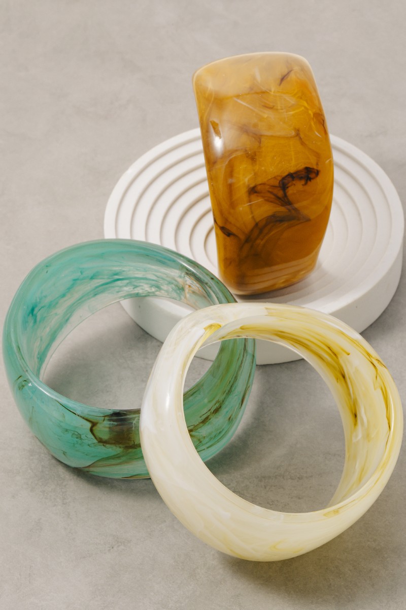 Thick Marble Resin Bangle Bracelet