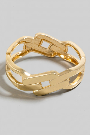 Solid Metallic Chain Hinge Bangle Bracelet