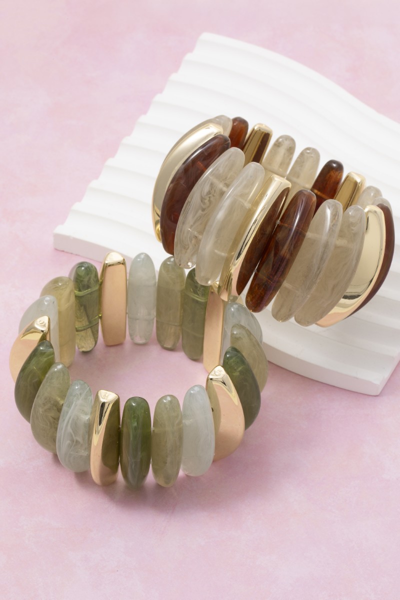 Metallic And Marble Resin Bangle Bracelet