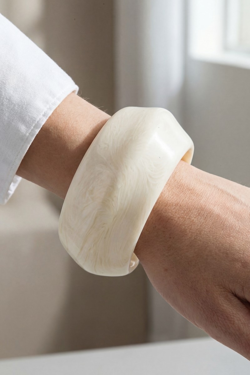 Wide Marble Resin Cuff Bracelet