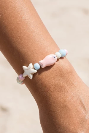 Ceramic Fish And Star Bead Cord Bracelet