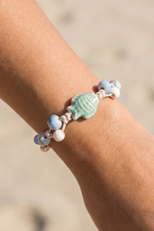 Ceramic Fish Speckled Bead Adjustable Bracelet