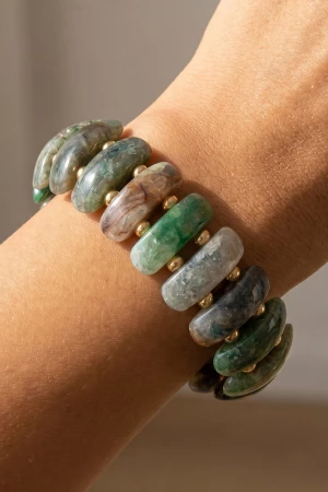 Marbled Oval Cabochon Stretch Bracelet