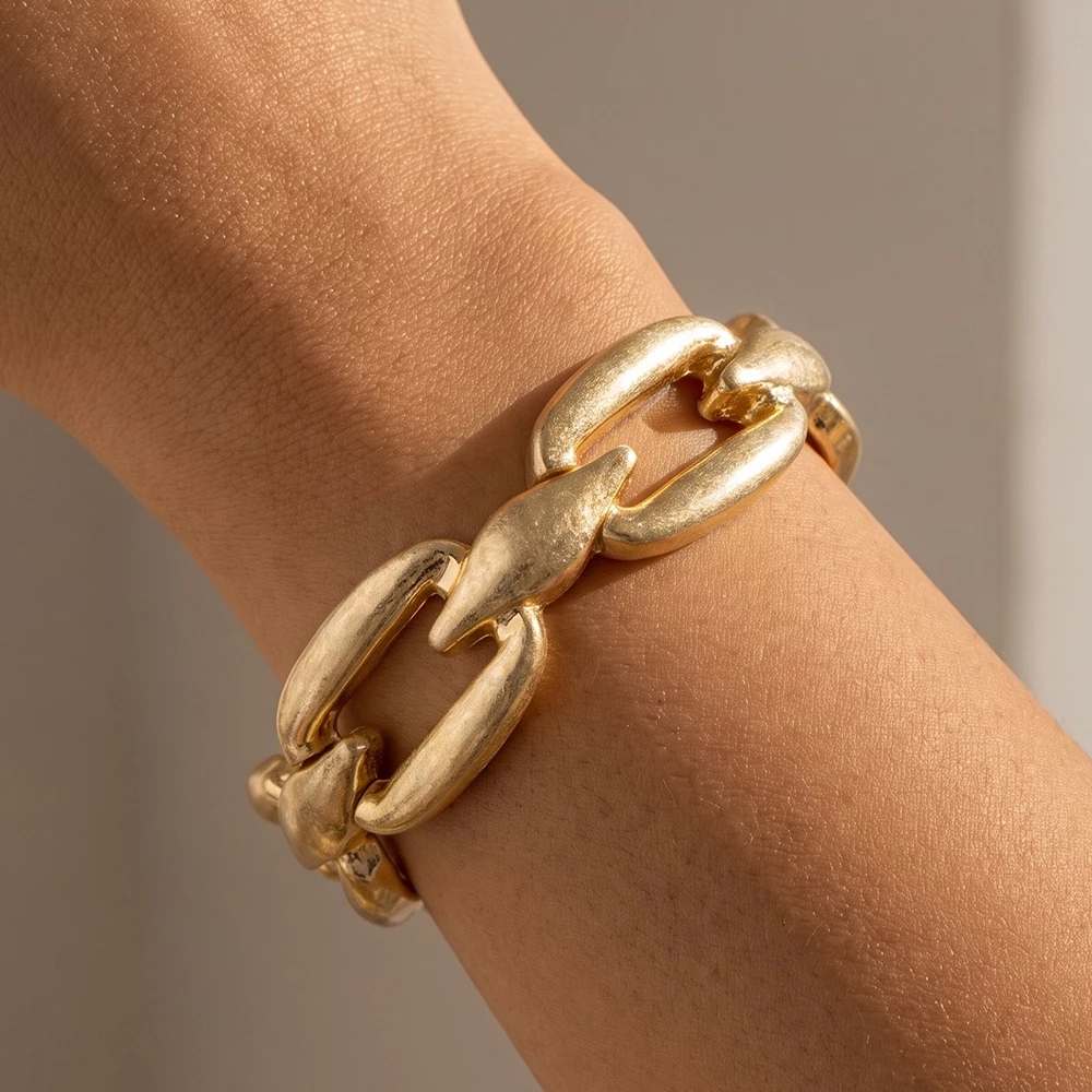Matte Oval Link Stretch Bracelet