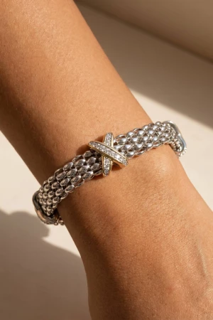 Woven Mesh Cz X Station Bracelet