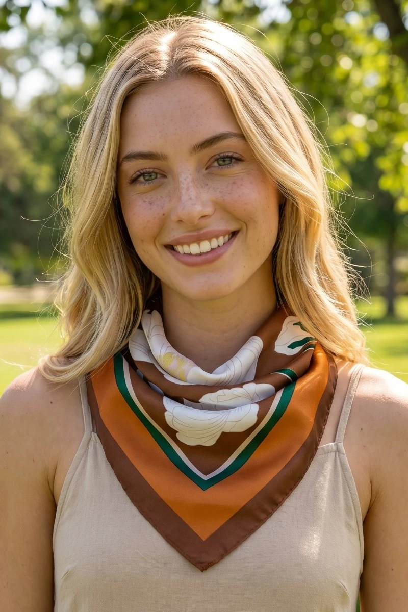 Flower Pattern Square Scarf
